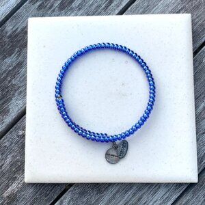 Alex and Ani Metallic Cobalt Blue Beaded Wrap Bracelet Expands To Fit
